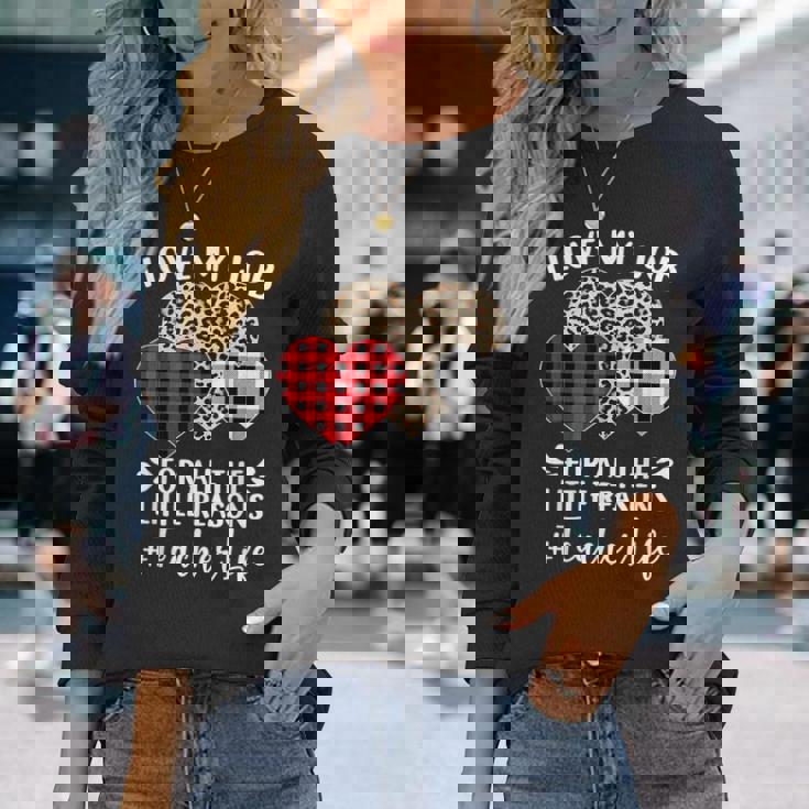 I Love My Job For All The Little Reasons バレンタインハート 長袖Tシャツ 彼女への贈り物