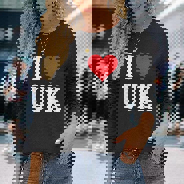 I Love Uk Initials I Heart UK First Last Name U K 長袖Tシャツ 彼女への贈り物