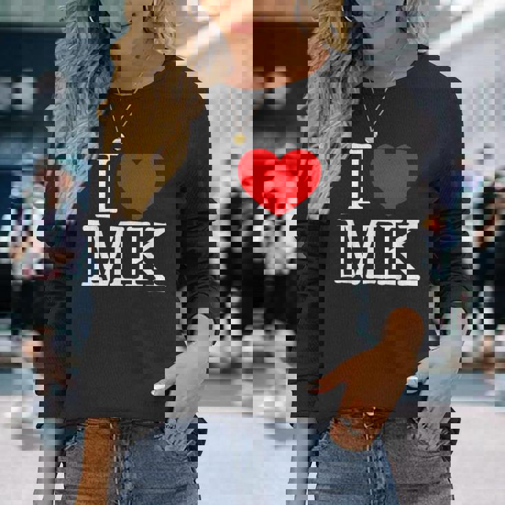 I Love ハート Mk 長袖Tシャツ 彼女への贈り物