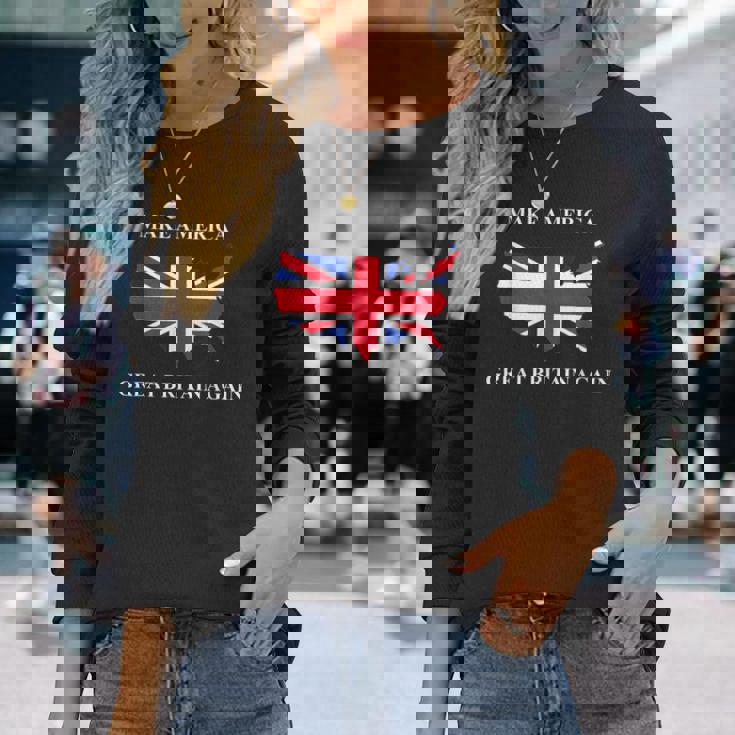 Make America Great Britain Again ドナルド・トランプ 面白いシャツ 長袖Tシャツ 彼女への贈り物
