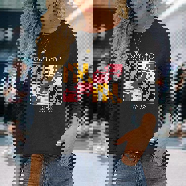 Maryland Flag 7Th Ustate 1788 Maryland Native 長袖Tシャツ 彼女への贈り物