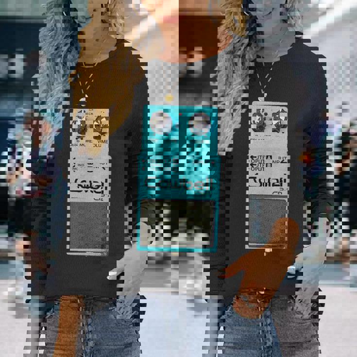 Mehr Cowbell ミュージシャン ミーム パロディ ギターペダル 長袖Tシャツ 彼女への贈り物