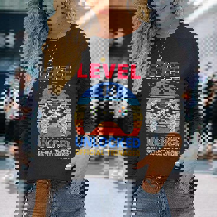 Official Nager 13Th Birthday Level 13 Unlocked 長袖Tシャツ 彼女への贈り物