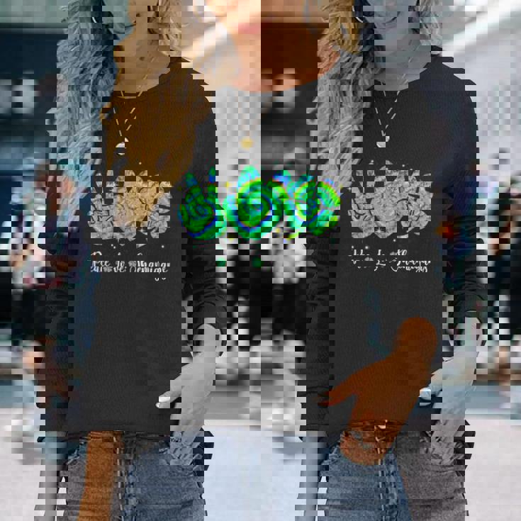 Peace Lovehenaniganst Patrick's Day Green Tie Dye 長袖Tシャツ 彼女への贈り物