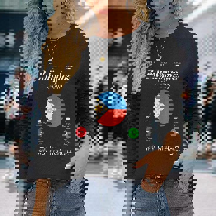 Philippines Is Calling And I Must Go フィリピン国旗シャツ 長袖Tシャツ 彼女への贈り物