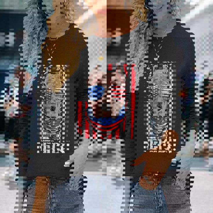 Pit-Bull Usa 愛国的な犬服 アメリカ国旗 メンズ 長袖Tシャツ 彼女への贈り物