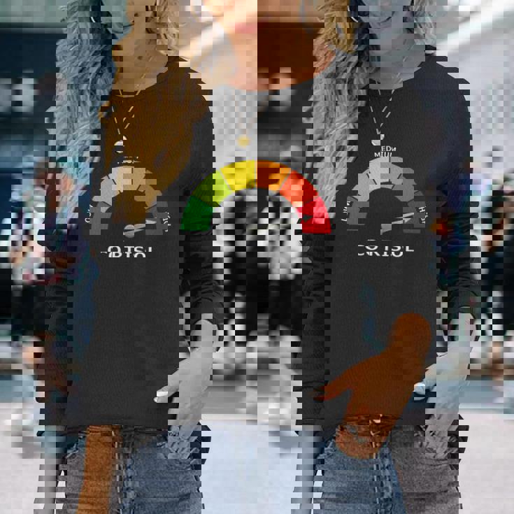 Pure Cortisol 面白いストレスメーターで走る 長袖tシャツ 長袖Tシャツ 彼女への贈り物