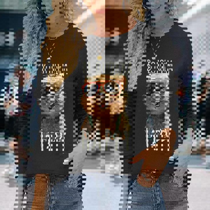 Be Quokka Happy クオッカ・ビー・クオッカ・ハッピー＆クオッカとスマイル 長袖Tシャツ 彼女への贈り物