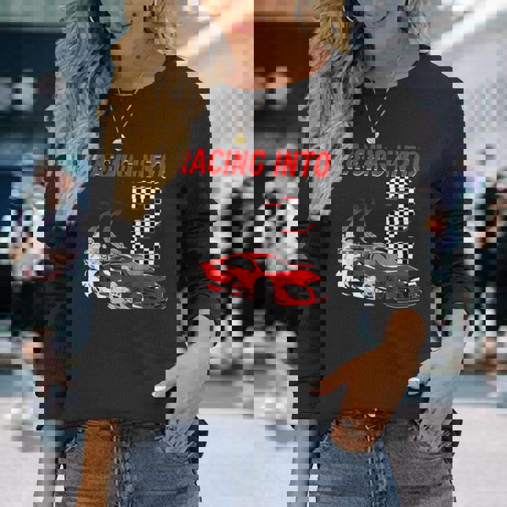 Racing Into 2Nd Birthday レースカー 2歳 幼児 男の子 長袖Tシャツ 彼女への贈り物