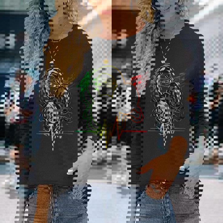 Rasta レゲエ ミュージックヘッドフォン ビンテージ 長袖Tシャツ 彼女への贈り物