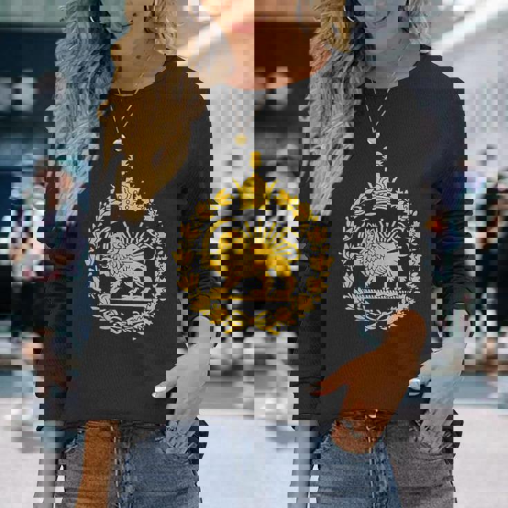 Shir O Khorshid イラン ライオン&サンエンブレム ペルシャ遺産 長袖Tシャツ 彼女への贈り物