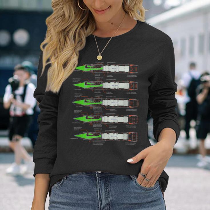 Sr-71 ハブ ブラックバード エアクラフト J58 エンジン ダイアグラム シャツ 長袖Tシャツ 彼女への贈り物