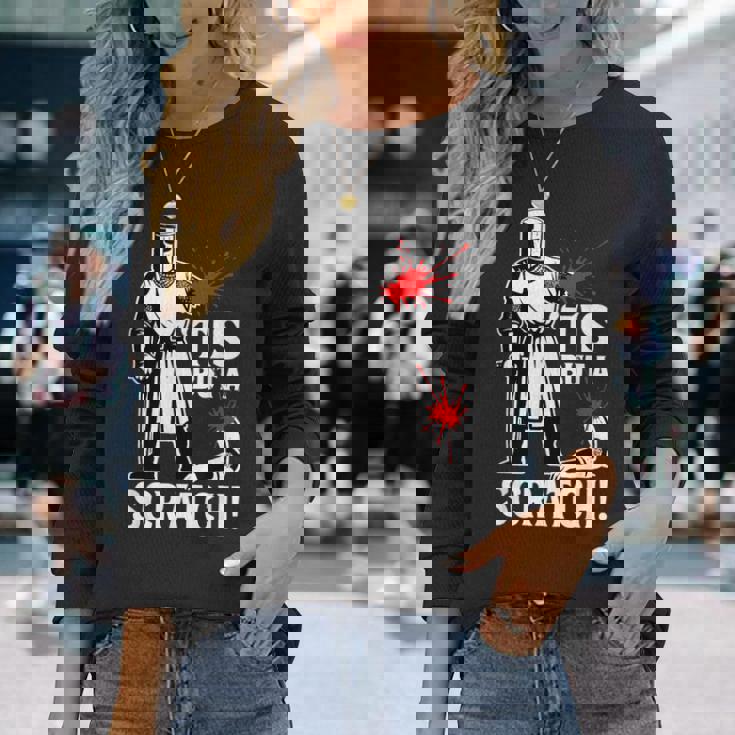 Tis But Acratch 面白い 中世の戦士 ユーモア 騎士 長袖Tシャツ 彼女への贈り物