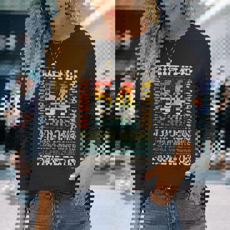 Together 54 Years Forever To Go 結婚54周年記念 長袖Tシャツ 彼女への贈り物