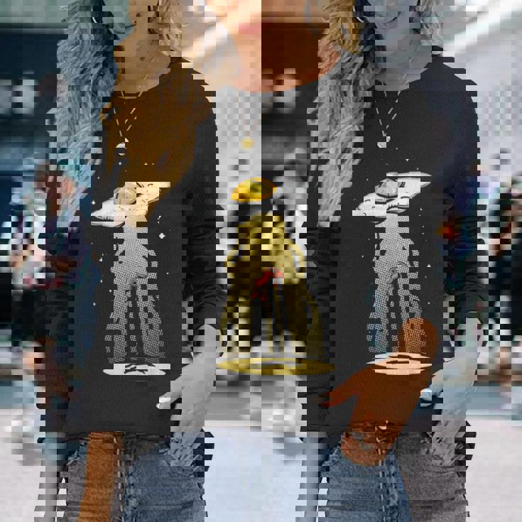 Ufo 卵 ベーコン アブダクション 面白い 宇宙人 朝ごはん 銀河系 食品 長袖Tシャツ 彼女への贈り物