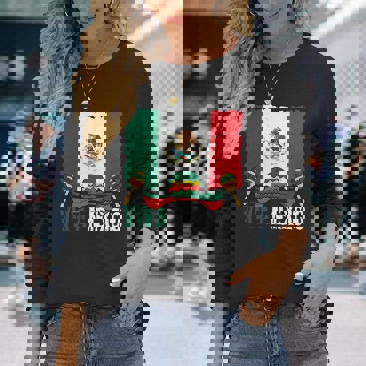 Viva Mexico ソンブレロ インディペンデンス メキシコ 国旗 メキシコ 長袖tシャツ 長袖Tシャツ 彼女への贈り物