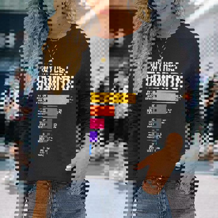 Why I Lose At Badminton 面白い言い訳 シャトルコック バーディー 長袖Tシャツ 彼女への贈り物