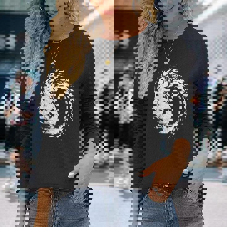 Ying Yang Flowtate 瞑想 水彩画 太極拳 メンズ レディース 長袖Tシャツ 彼女への贈り物