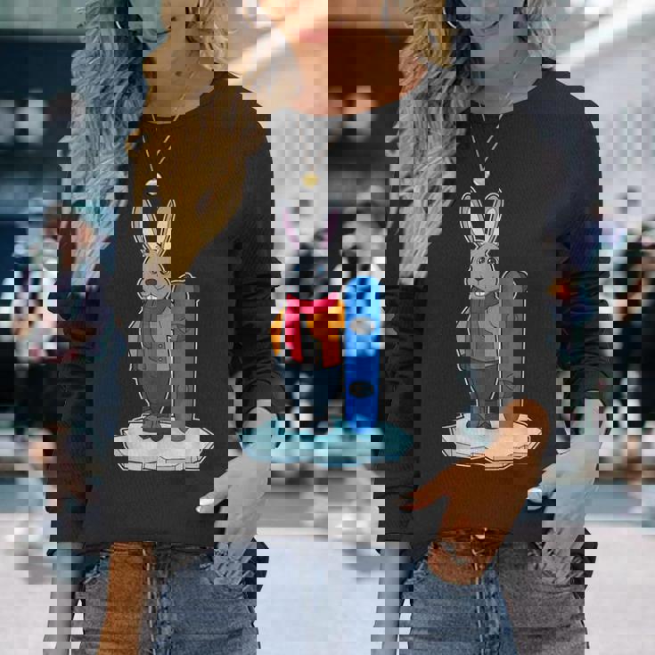 うさぎ スノーボーダー スノーボード スポーツ 長袖Tシャツ 彼女への贈り物