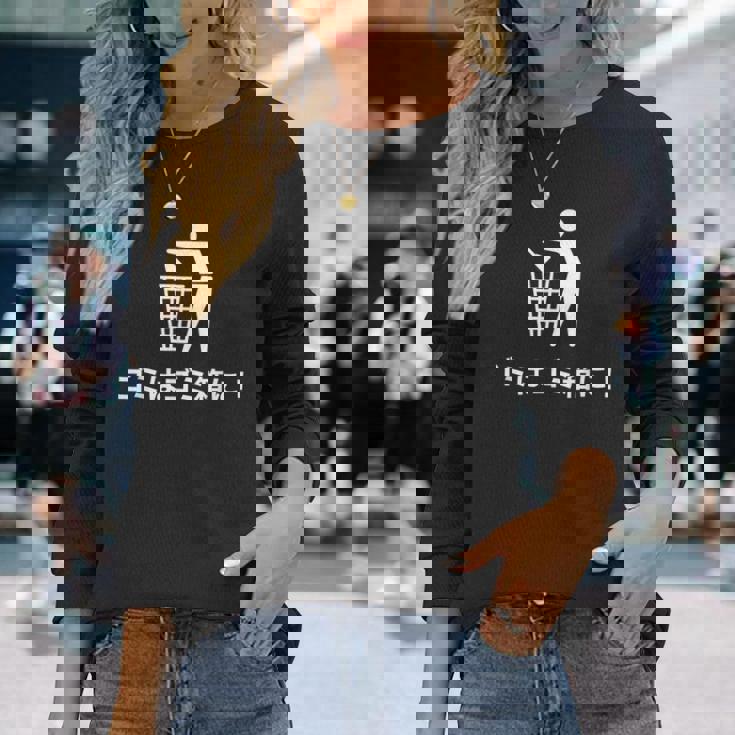 おもしろい日本のtシャツ ゴミ箱にゴミが入る 長袖Tシャツ 彼女への贈り物