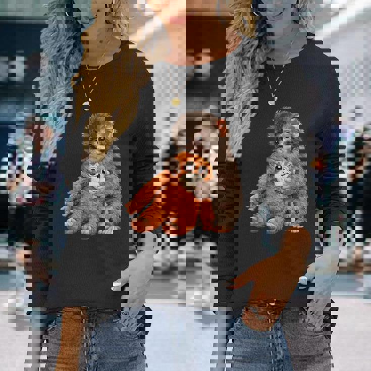 かわいいモンキーパンチ 日本の赤ちゃん猿 長袖Tシャツ 彼女への贈り物