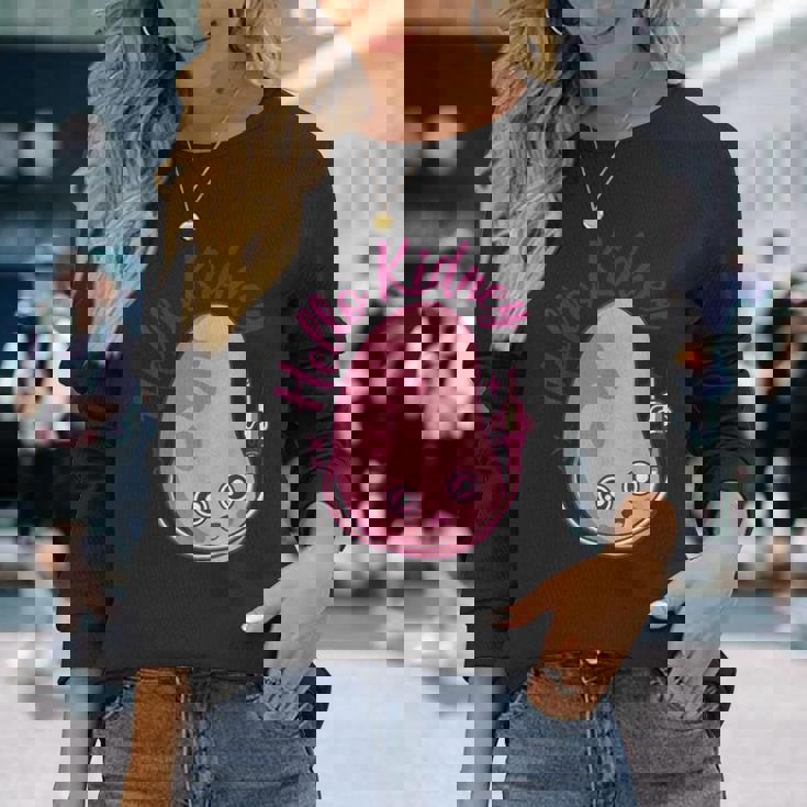 こんにちは腎臓移植ドナー透析腎臓 長袖Tシャツ 彼女への贈り物