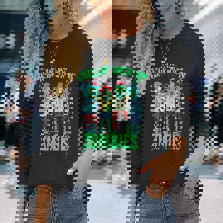 まったりもゾンビハロウィーン少年キッズギフトゾンビ 長袖Tシャツ 彼女への贈り物