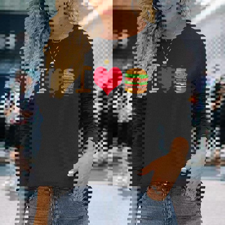 アイ・ラブ・デラックス・ハンバーガー 長袖Tシャツ 彼女への贈り物