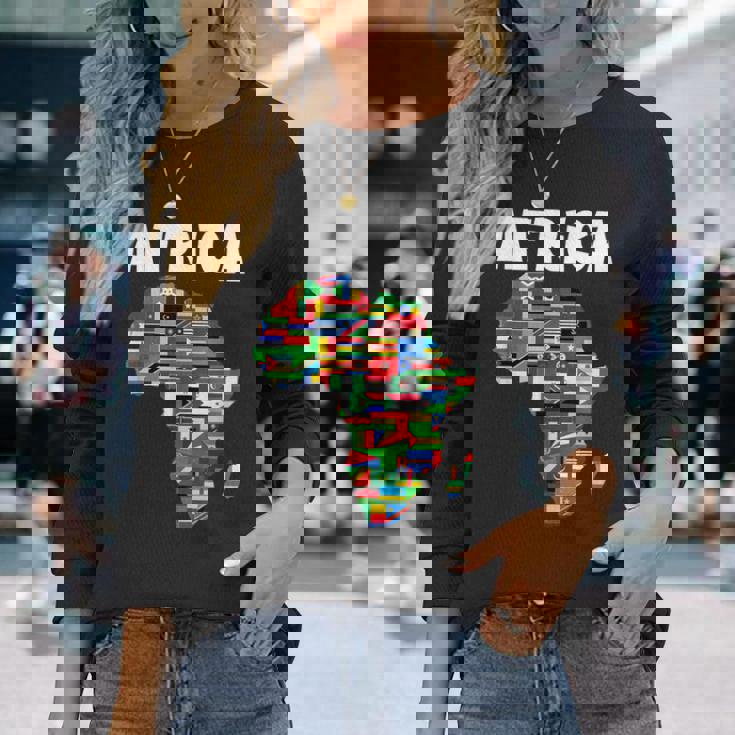 アフリカtシャツ 誇り高きアフリカ国旗大陸愛 長袖Tシャツ 彼女への贈り物