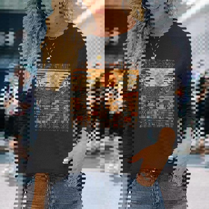 アフリカカバファミリー 部族 ケンテ柄 サファリ ガーナ 長袖Tシャツ 彼女への贈り物