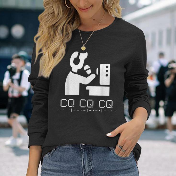 アマチュアハムvhfラジオ、Cq-「メイキングコンタクト」、モールス信号 長袖Tシャツ 彼女への贈り物