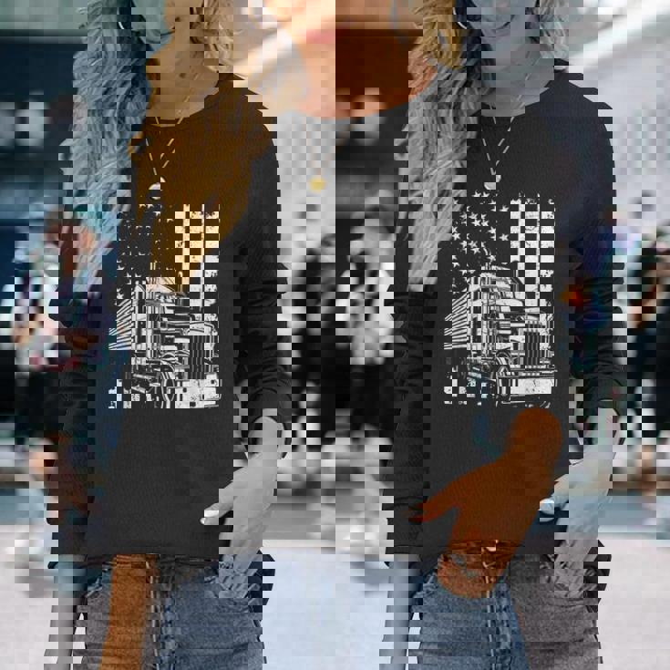 アメリカントラック フラッグusaアメリカトラッカー 長袖Tシャツ 彼女への贈り物