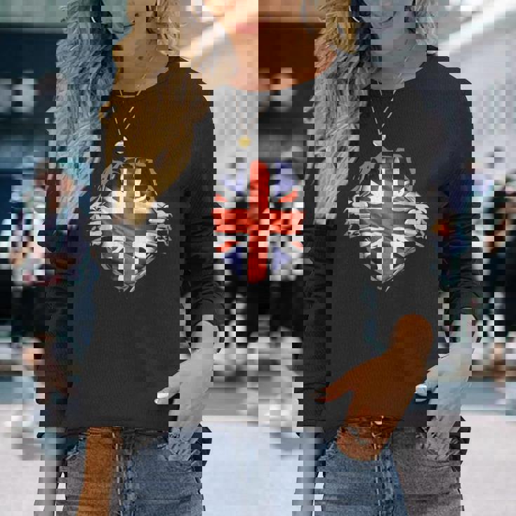 イギリス 愛国心 イギリス国旗 ユニオンジャック イギリス帝国 長袖Tシャツ 彼女への贈り物