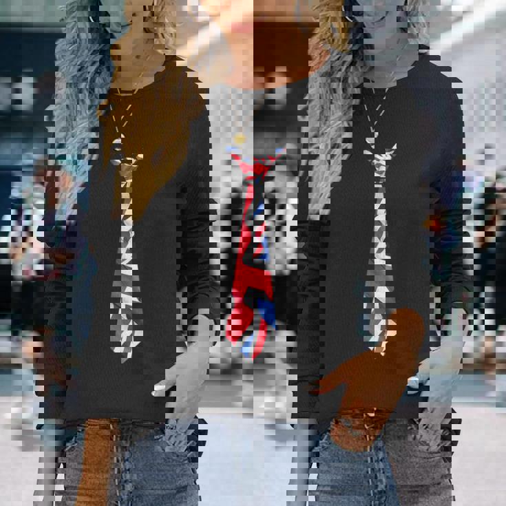 イギリス国旗ユニオンジャックネクタイ イギリス帝国 長袖Tシャツ 彼女への贈り物