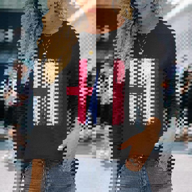 イングランド オランダ ハーフフラッグ イングリッシュ オランダ遺産 長袖tシャツ 長袖Tシャツ 彼女への贈り物