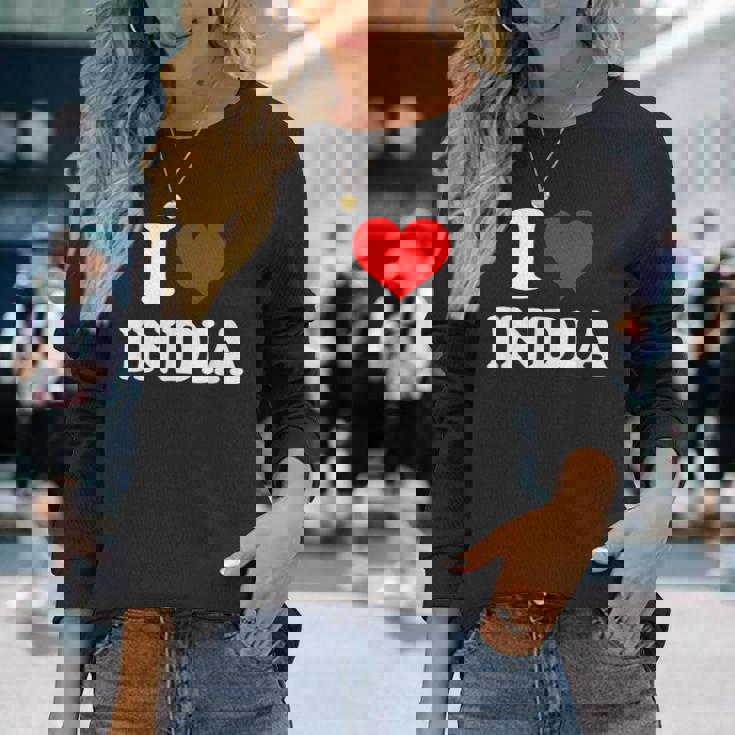 インド I Heart India I Love India 長袖Tシャツ 彼女への贈り物