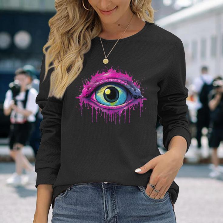 ウィアードコアアイボールドリームコアエステティックグランジエッジィトリッピー 長袖Tシャツ 彼女への贈り物