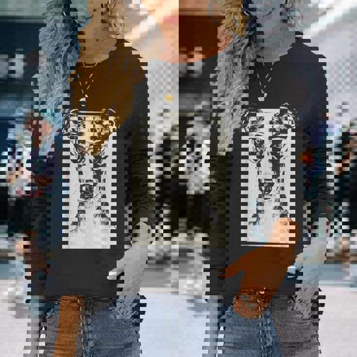 ウィペット イラスト 犬 面白い アート スケッチ 長袖Tシャツ 彼女への贈り物