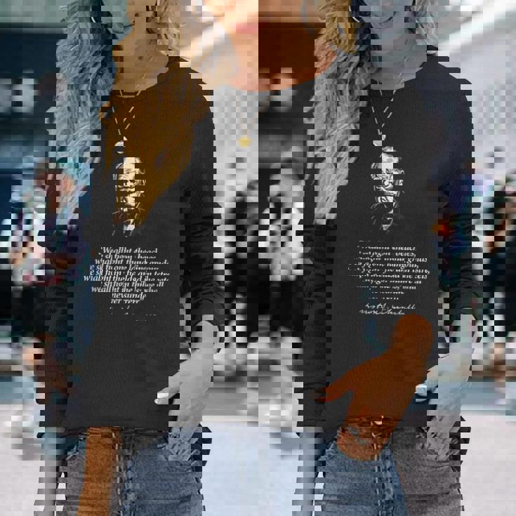 ウィンストン・チャーチル Wehall Neverurrender 引用 長袖Tシャツ 彼女への贈り物