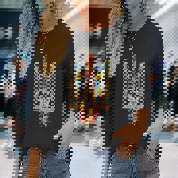 ウクライナ Trysub ヒマワリ レトロ フローラル ウクライナyshyvanka 長袖tシャツ 長袖Tシャツ 彼女への贈り物