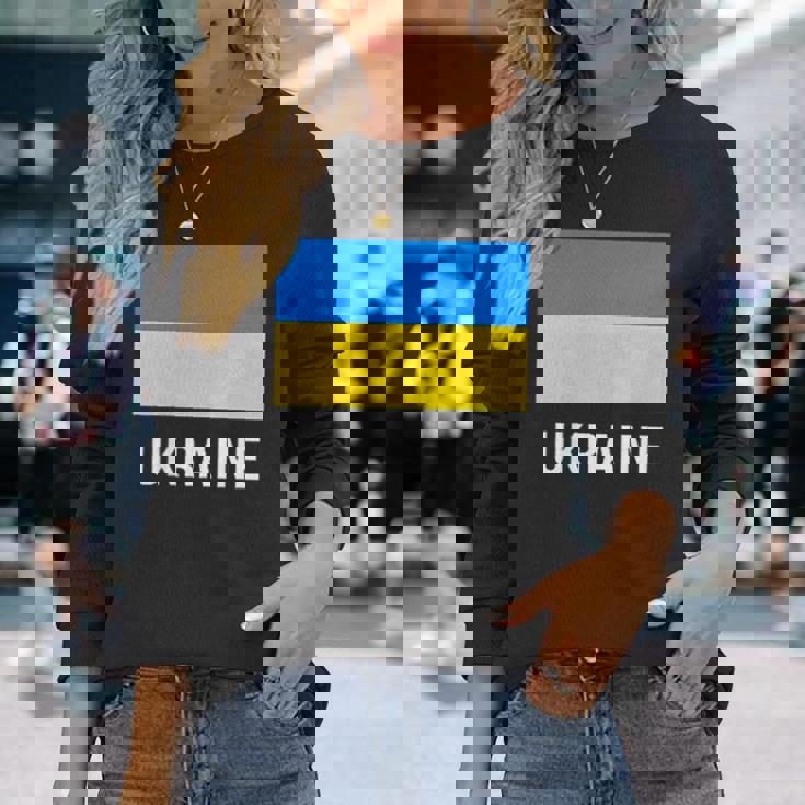 ウクライナの国旗 長袖Tシャツ 彼女への贈り物