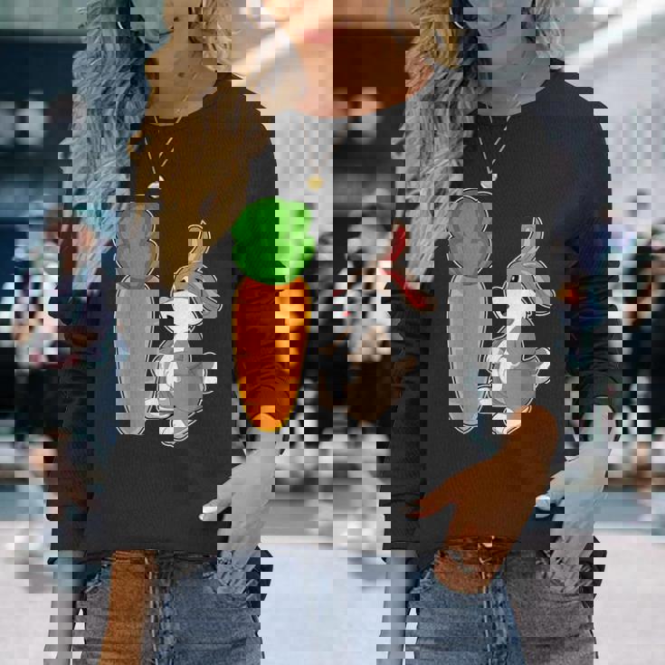 ウサギ ニンジン 長袖Tシャツ 彼女への贈り物