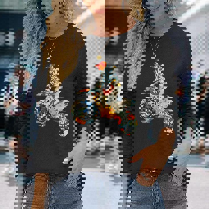 エレガントなシルエット フラワーアートピース フローラル モトクロス 長袖Tシャツ 彼女への贈り物