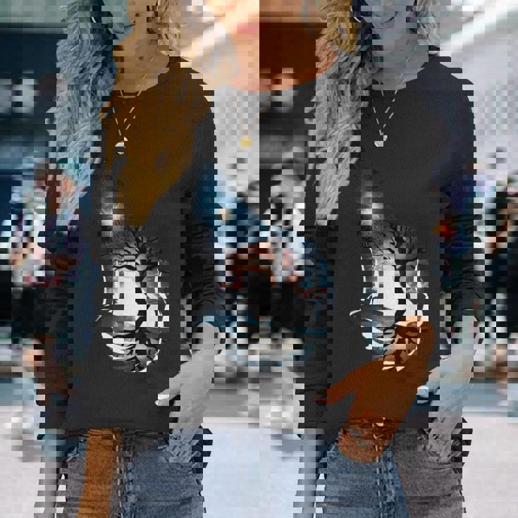 オオカミ 動物 顔 アート グラフィック 野生動物 カラフル 狼の恋人 長袖Tシャツ 彼女への贈り物