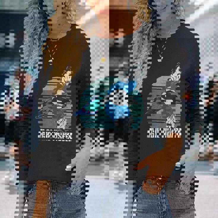 カササギ 鳥 動物 翼 バードウォッチング バーダー アウトドア 野鳥観察 長袖Tシャツ 彼女への贈り物