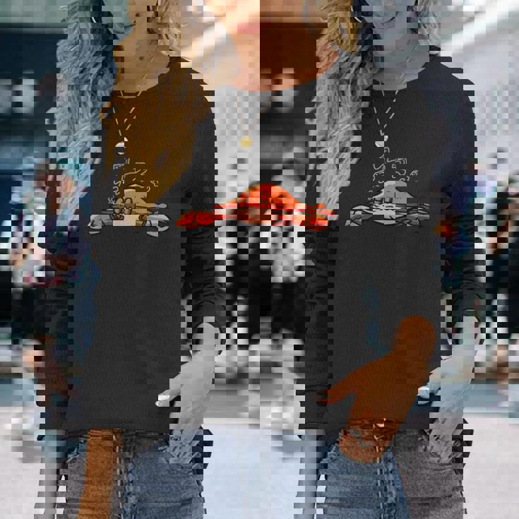 カニ寝シャツ 疲れたパジャマグラフィック 長袖Tシャツ 彼女への贈り物