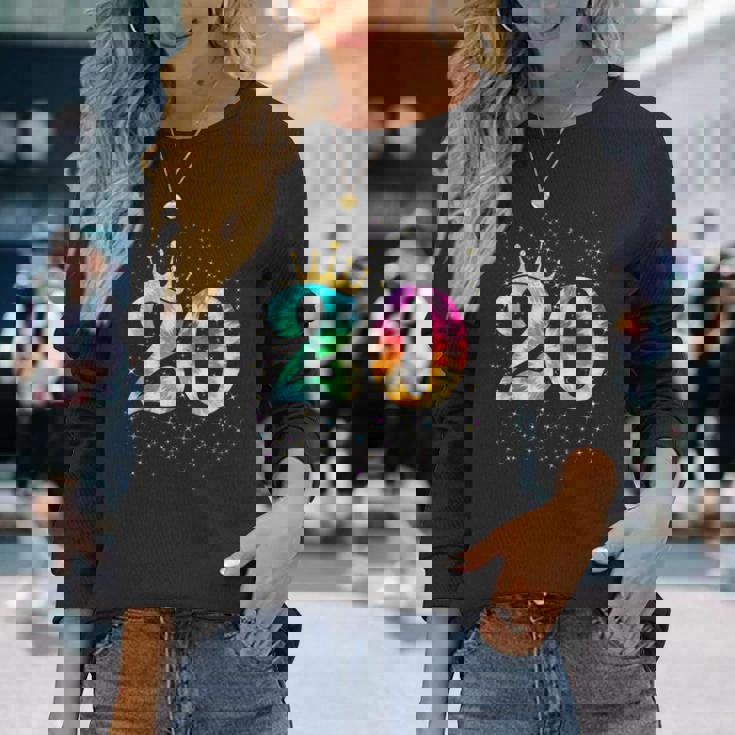 カラフルな絞り染め 20歳の女児 20歳の誕生日 長袖Tシャツ 彼女への贈り物