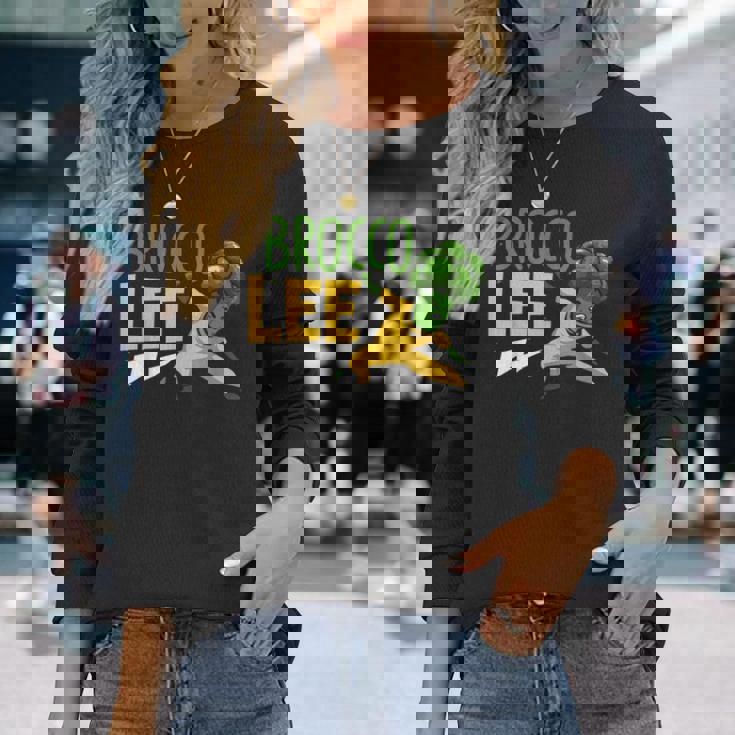 カンフー ブロッコリー ブロッコリー ビーガン 野菜 長袖Tシャツ 彼女への贈り物