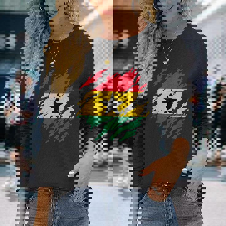 ガーナの国旗ガーナ 長袖Tシャツ 彼女への贈り物