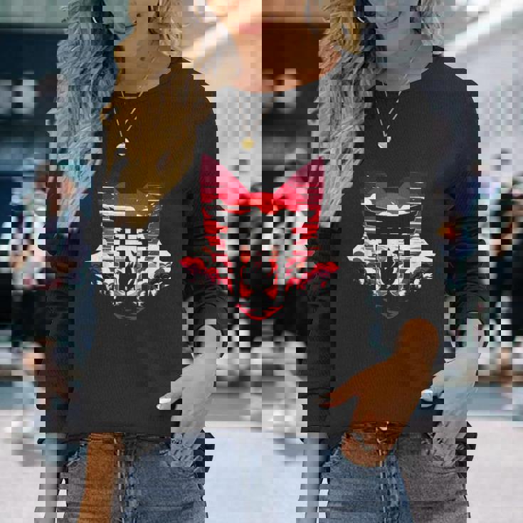 キツネ キツネ 九尾狐シルエット アニメ好き 長袖Tシャツ 彼女への贈り物